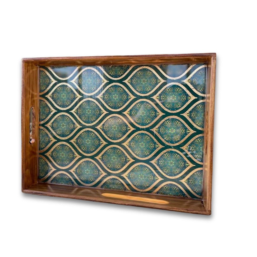 Green & Gold Serving Tray